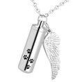 Load image into Gallery viewer, Cylinder Pet Memorial Necklace – Angel Wing & Paw Charm
