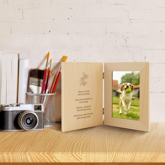 Wooden imitation book frame for pet memorial keepsake