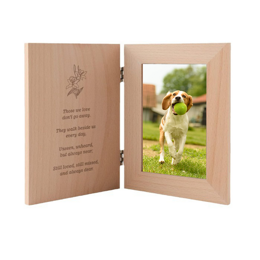 Wooden imitation book frame for pet memorial keepsake