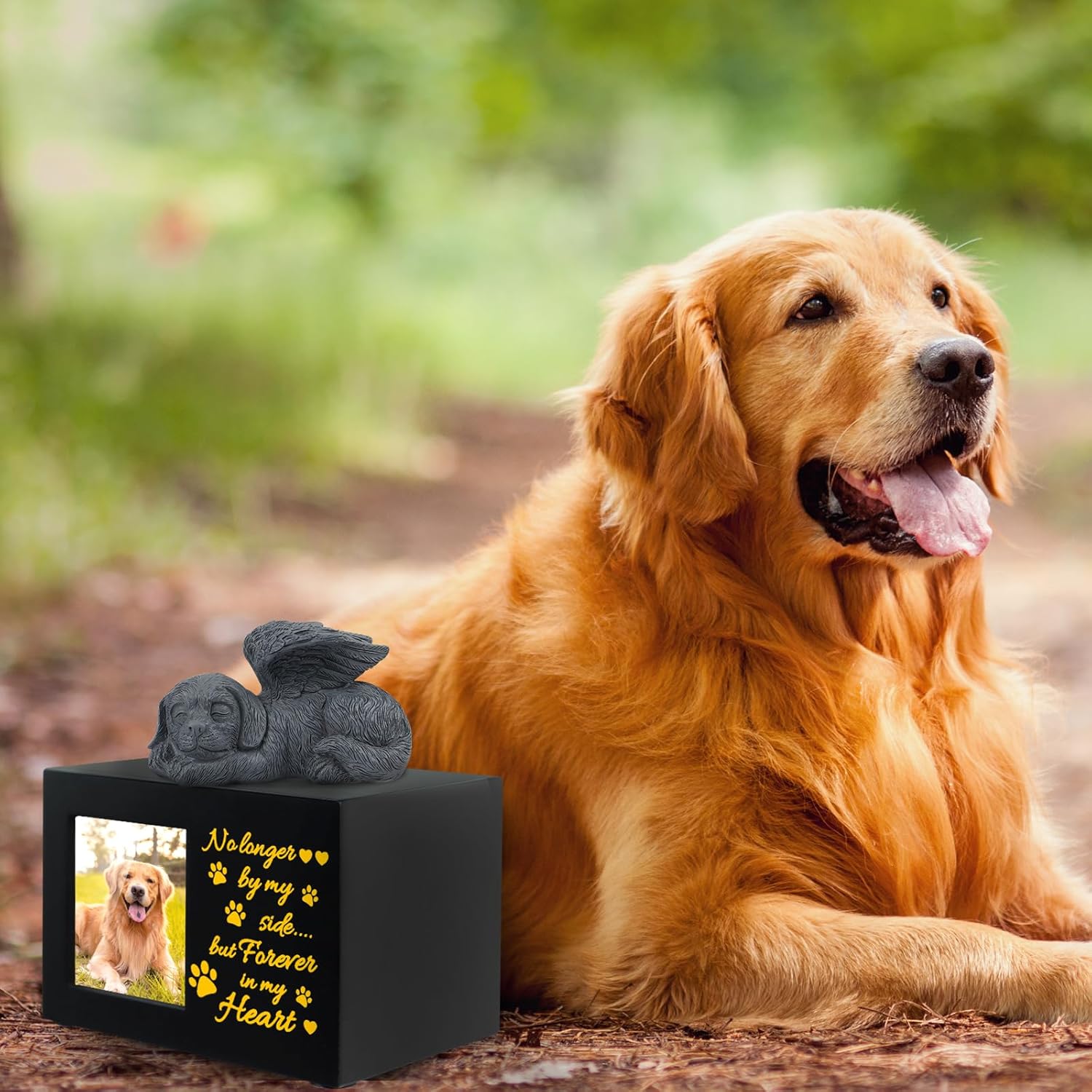 Black wood texture pet urn – personalized keepsake