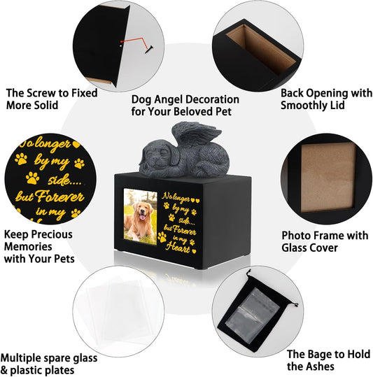 Black wood texture pet urn – personalized keepsake
