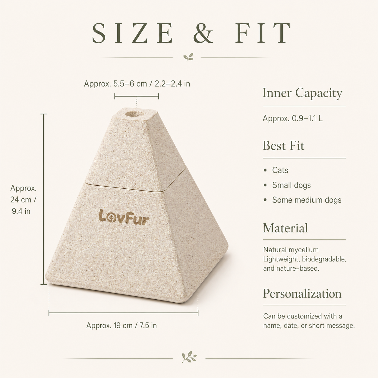 LovFur™ Eternal Pyramid Mycelium Urn