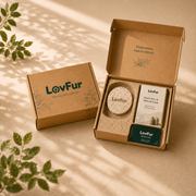 LovFur mycelium discovery sample box with material sample, brand guide, and member card