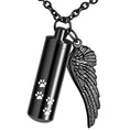 Load image into Gallery viewer, Cylinder Pet Memorial Necklace – Angel Wing & Paw Charm
