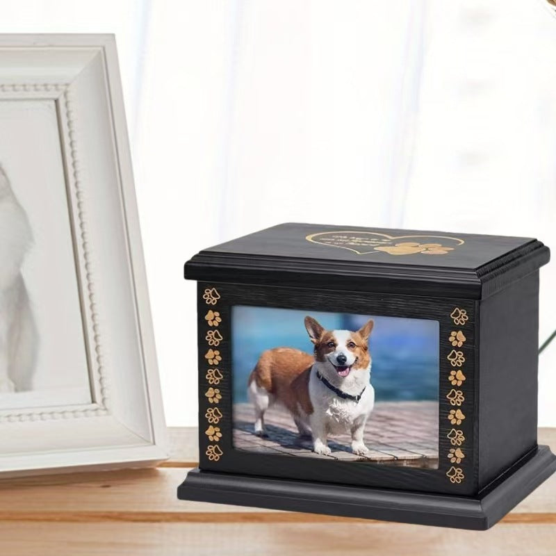 Wooden Pet Memorial Urns with Photo Frame