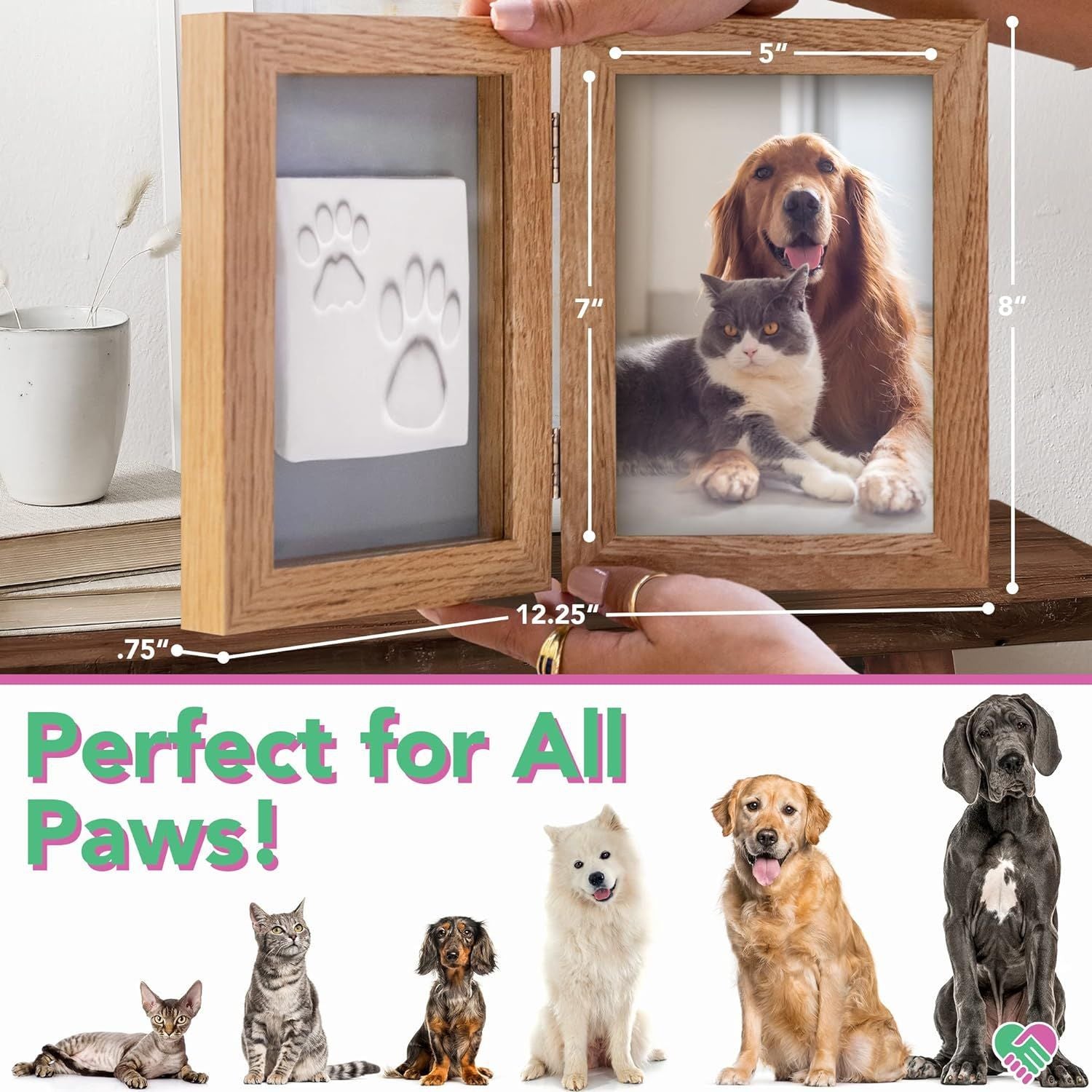Paw Print Photo Frame Kit — No-Mess Clay Imprint for Cats & Dogs