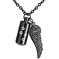 Load image into Gallery viewer, Cylinder Pet Memorial Necklace – Angel Wing & Paw Charm
